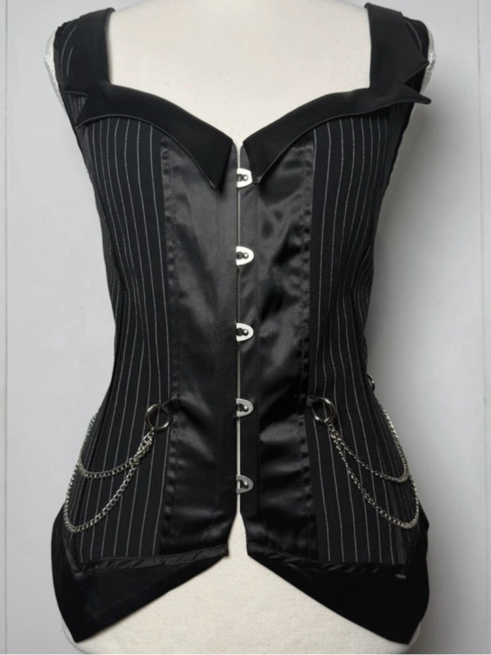 AKIRA Pinstripe Corset Waistcoat Top | Corporate Goth Office Siren